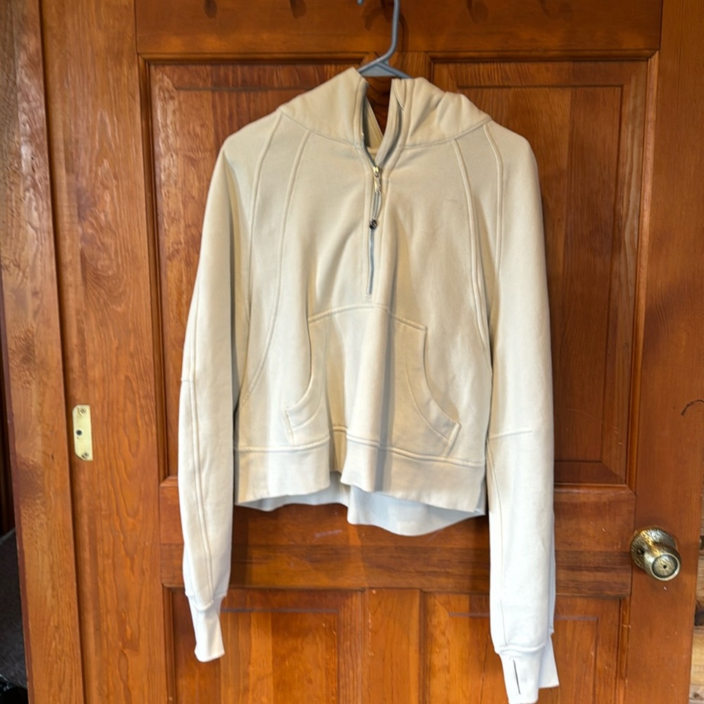 Lululemon oversized half zip hooded cream scuba. Size M/L